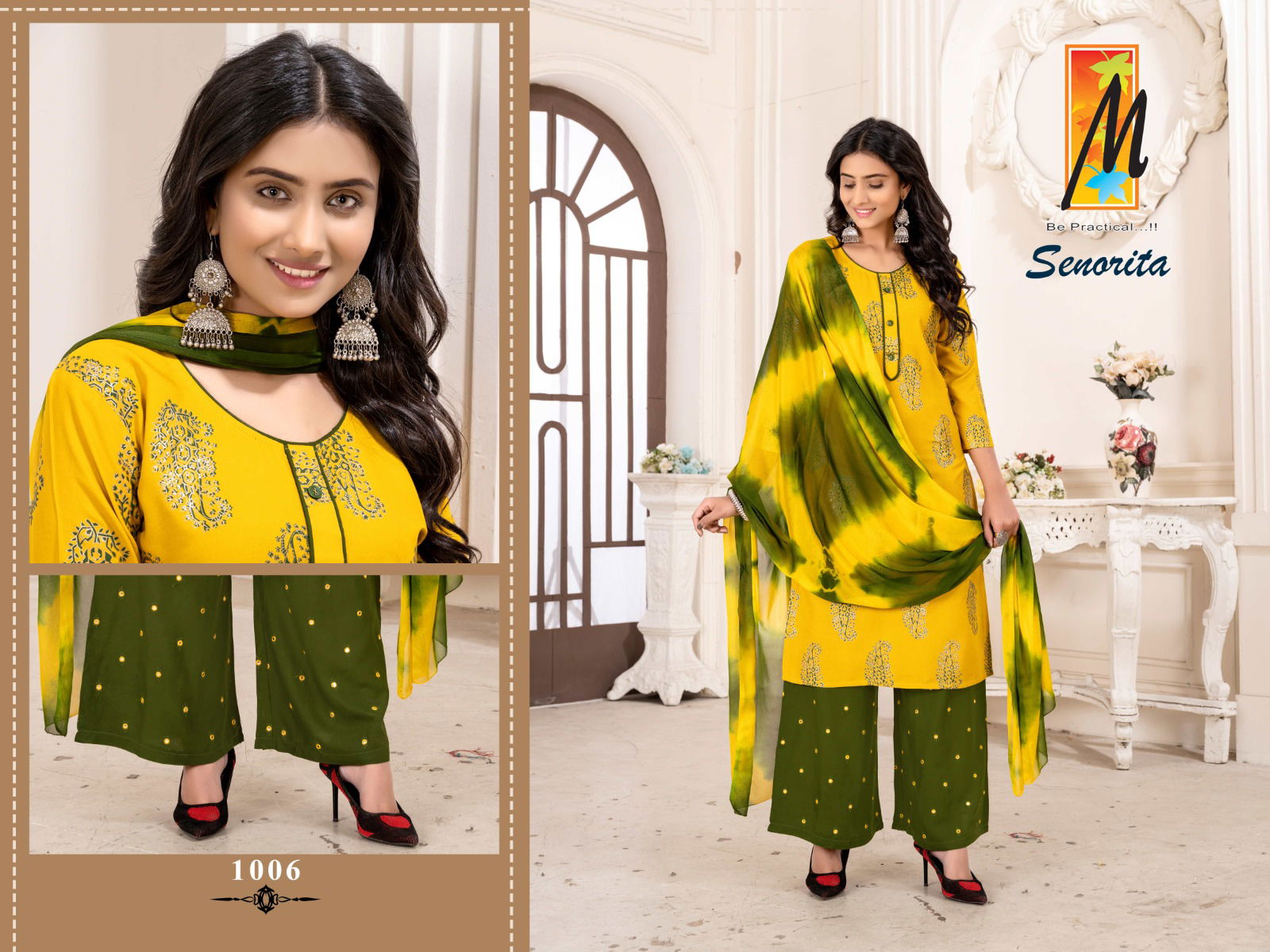 Master Senorita Rayon Embroidered Kurti With Bottom Dupatta
